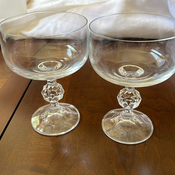 Czech Bohemian clear Crystal Goblets Sterna Design set of 2 champagne coupe - Picture 6 of 7